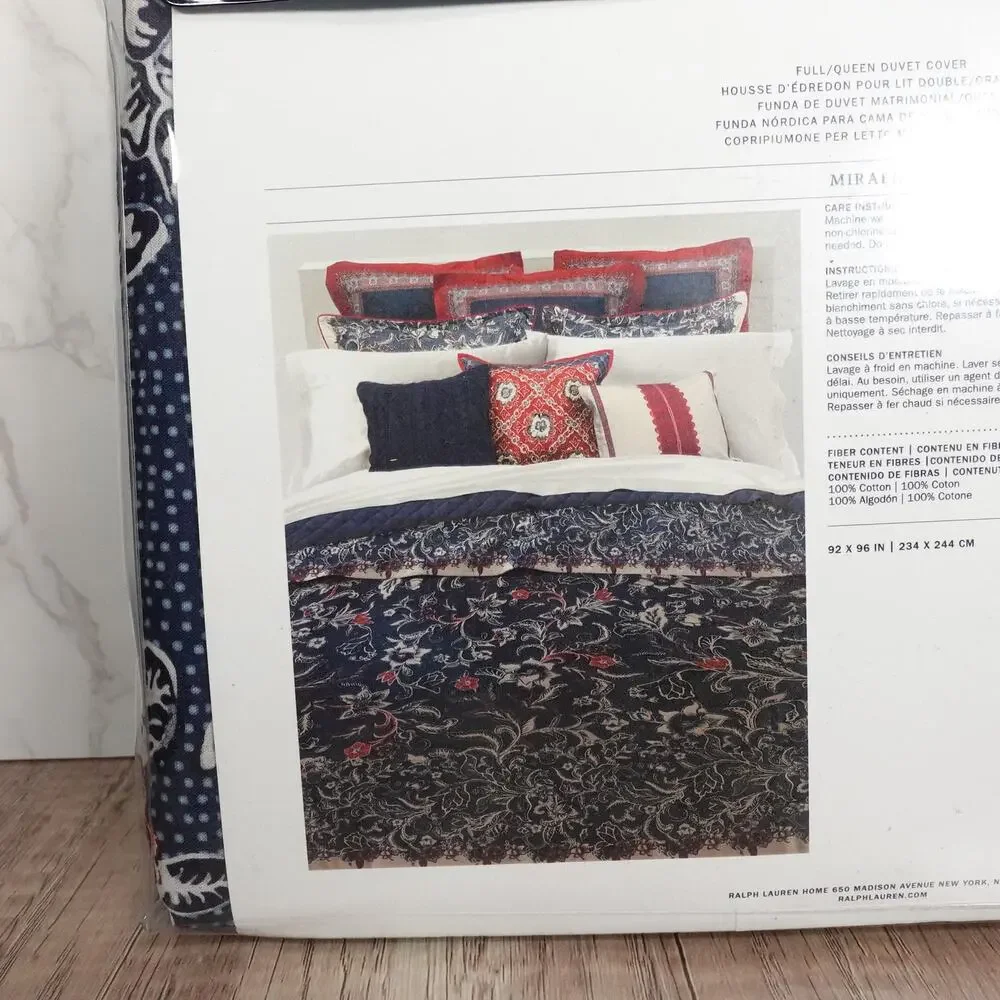 Ralph Lauren Mirabelle Duvet Cover Full/Queen 92x96 Navy Blue Floral Paisley NWT